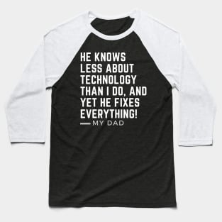 Funny Shirt for Men, Funny Dad Shirt, He Fixes Everything, Fathers Day, Minimalist, Dad Birthday Baseball T-Shirt